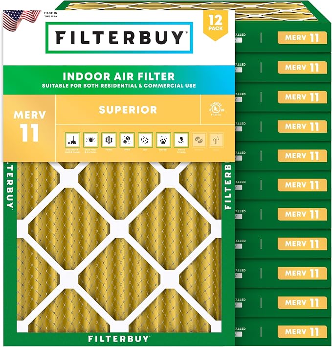 Filterbuy 18x25x2 Air Filter MERV 11 Superior Pet & Allergy Defense, by Filterbuy