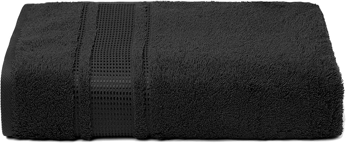 Melissa Linen, Bath Sheet, 100% Turkish Cotton Towel for Bathroom, Absorbent, Quick Dry, Durable and Soft Shower Towel, 35 in x 60 in Large, Spa and Hotel Quality, Jet Black