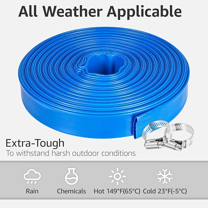 1.5" x 100 FT Pool Backwash Hose, Heavy Duty PVC Discharge Hose, Lay Flat - Image 5
