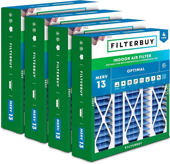 Filterbuy 20x25.25x3.5 Air Filter MERV 13 Optimal Smoke & Allergy Defense by Filterbuy