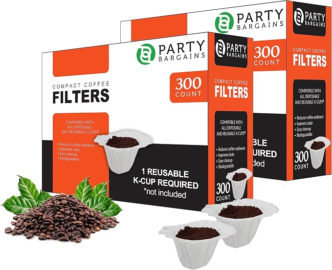 PARTY BARGAINS 600 Compact White Coffee Filter Liners – Disposable, Compatible by PARTYBARGAINS