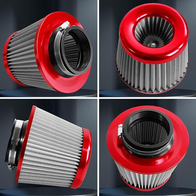3" 76mm Universal High Flow Cold Air Intake Air Filter Upgraded Stainless Steel - Image 6
