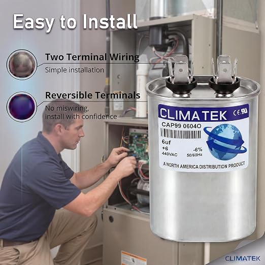 ClimaTek 6 MFD 370/440 Volt VAC Run Oval Capacitor CAP99-0604O - Image 3