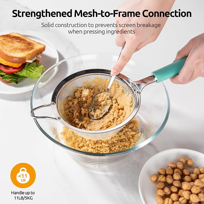 U-Taste Medium Fine Mesh Strainer: 18/8 Stainless Steel 4.73in 30 Mesh Kitchen - Image 7