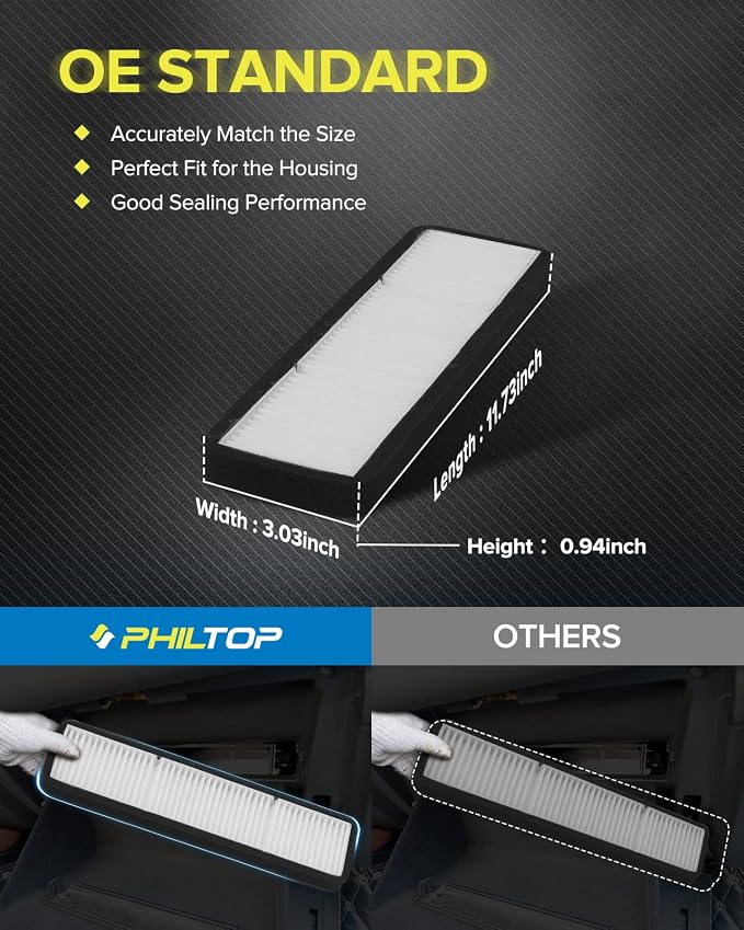 PHILTOP HEPA Cabin Air Filter w/Activated Carbon, Compatible - Image 3