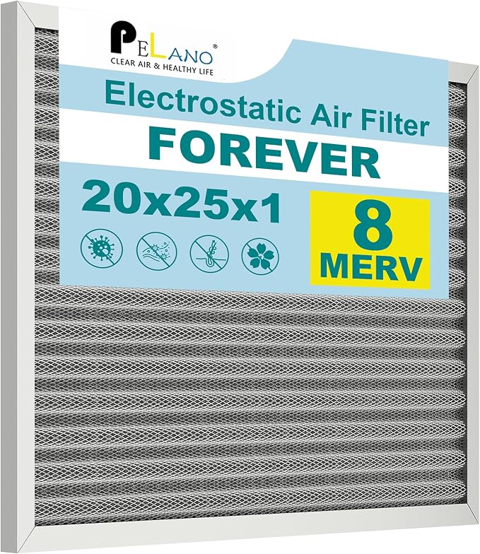 20x25x1 Reusable Air Filter, Electrostatic HVAC Air Filter, Lasts a Lifetime by Pelano