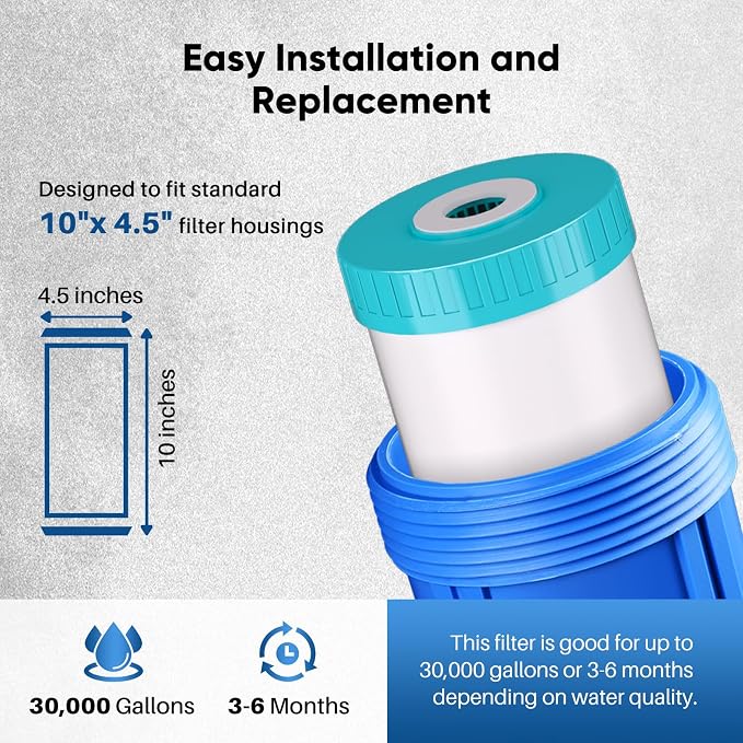 PUREPLUS 10" x 4.5" RFN10BB-SZ Whole House Iron & Manganese Reduce Water Filter - Image 6