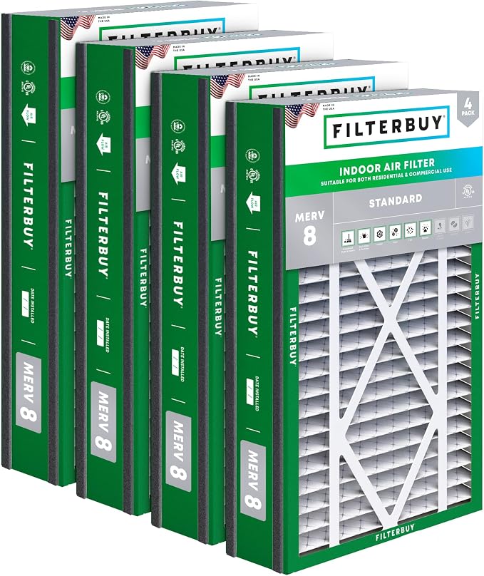 Filterbuy 16x25x5 Air Filter MERV 8 Essential Dust & Allergy Defense, by Filterbuy