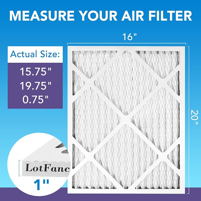 LotFancy 16x20x1 Air Filter MERV 11 6-Pack, Electrostatic Pleated AC Furnace - Image 2