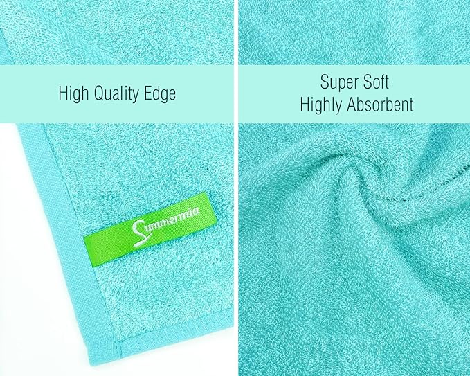 Washcloths 12 Pack 33 x 33 cm - Soft Face Cloths for Your Facial Towel, Wash Cloths for Your Body (White + Teal)