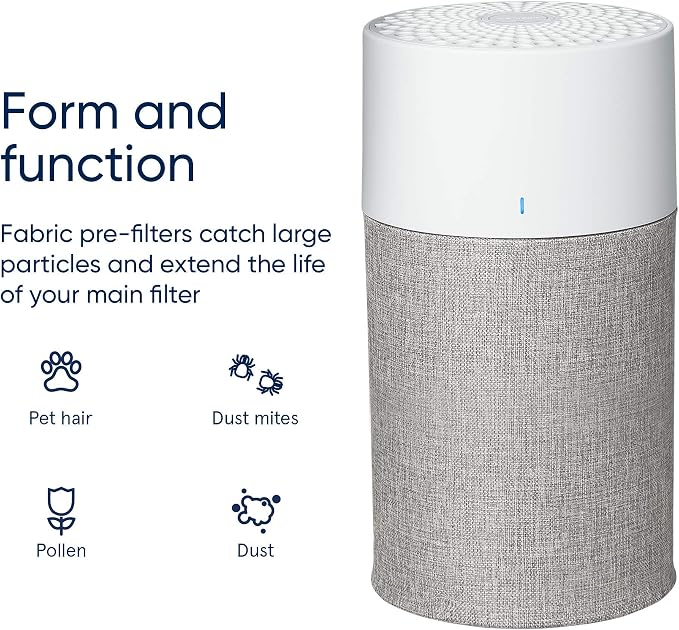 BLUEAIR Blue Pure 311 Auto Light Gray Pre-Filter, Washable Fabric Traps Pollen - Image 3