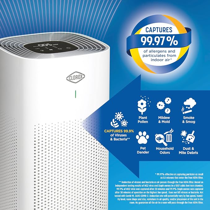Clorox HEPA Air Purifiers for Home, True HEPA Filter, XL Rooms Up to 2 - Image 2