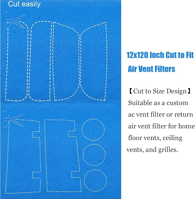 Air Vent Filter, 12x120 Inch Cut to Fit Air Vent Filters, MERV-6 Reusable - Image 5