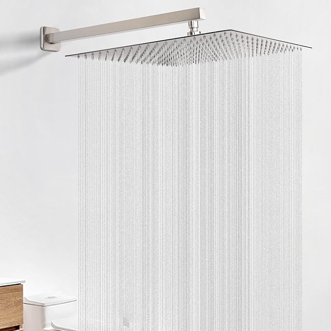HarJue Shower Arm, Rain Shower Head Extension Extender, With Flange and Teflon Tape, Made of Thicken Stainless Steel for Bathroom Rainfall Shower (20 Inch, Brushed Nickel)