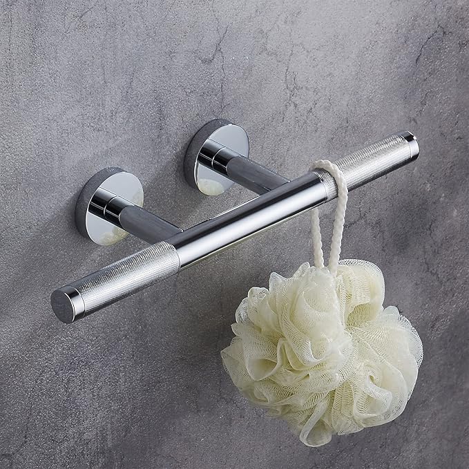 Shower Foot Rest,Shower Foot Rest for Shaving Legs,Knurled Brass Bar Shower Step,Wall Mounted Bath/Spa Foot Ledge in Polished Chrome