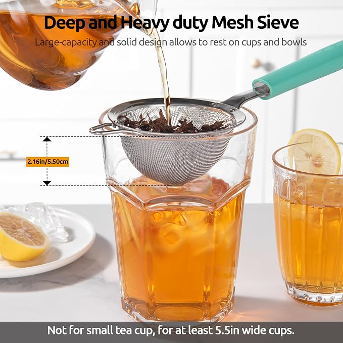 U-Taste Small Fine Mesh Strainer: 18/8 Stainless Steel 3.35in 30 Mesh Kitchen - Image 8