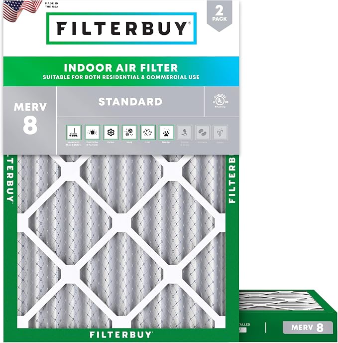 Filterbuy 30x32x2 Air Filter MERV 8 Essential Dust & Allergy Defense, by Filterbuy