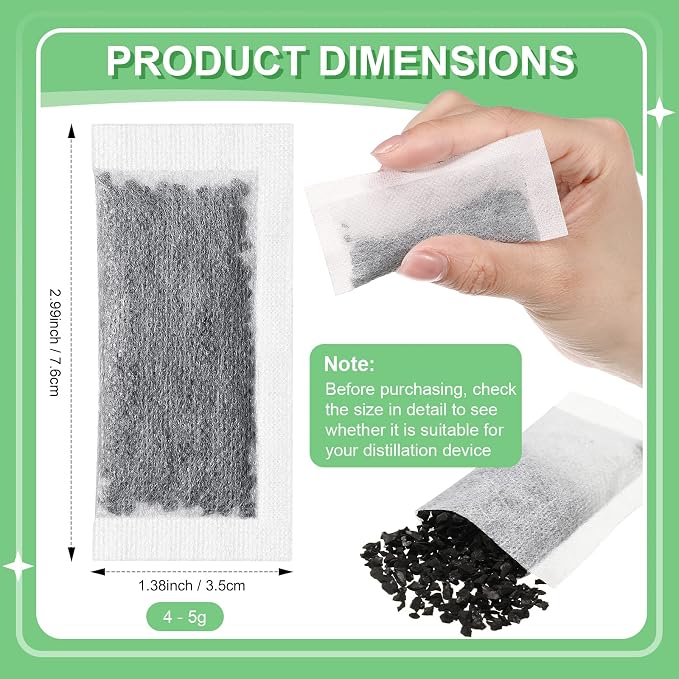 48 Packs Replacement Activated Charcoal Distiller Filters Coconut Shell - Image 2