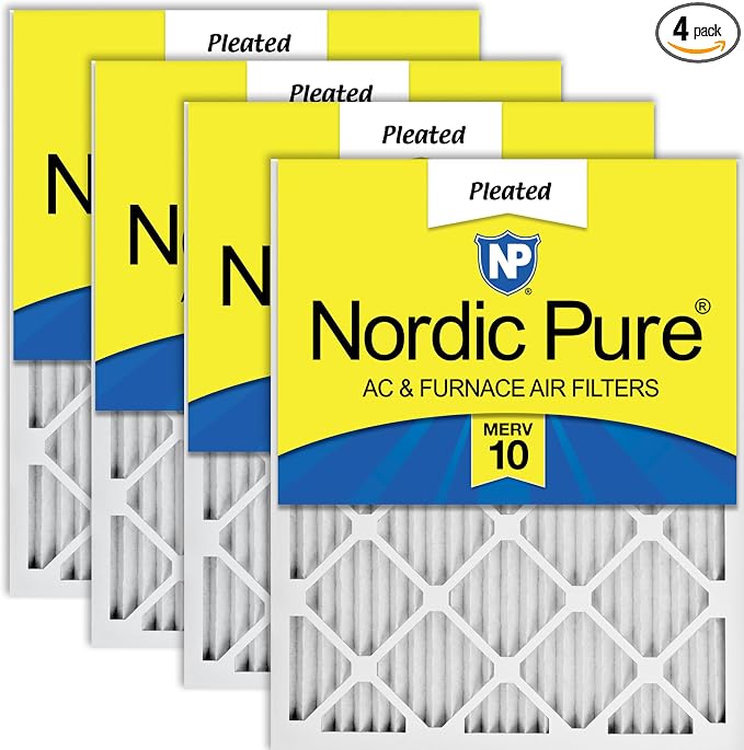 Nordic Pure 12x25x1 Pleated MERV 10 Air Filters 4 Pack by NordicPure