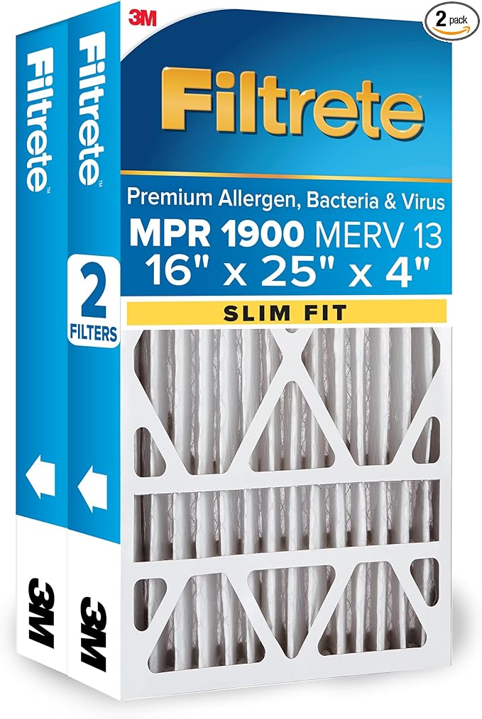 Filtrete 16x25x4 AC Furnace Air Filter, MERV 13, MPR 1900, Premium Allergen by Filtrete