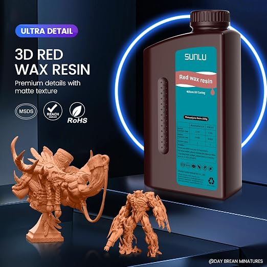 SUNLU 10K Red Wax 3D Printer Resin, High Precision 405nm UV-Curing Resin - Image 4