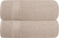 Belizzi Home Cotton 2 Pack Oversized Bath Towel Set 28x55 inches, Large Bath Towels, Ultra Absorbant Compact Quickdry & Lightweight Towel, Ideal for Gym Travel Camp Pool - Tan