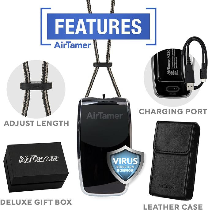AirTamer A320 Rechargeable Personal Air Purifier, Proven Performance, Virus and - Image 2