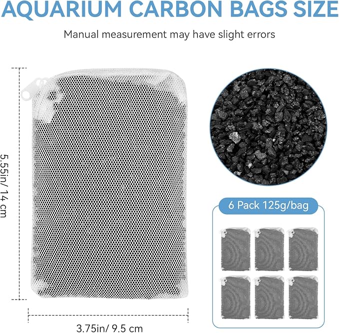 6 Pack Aquarium Activated Carbon Bags, Chemical Aquarium Filter Media, - Image 2