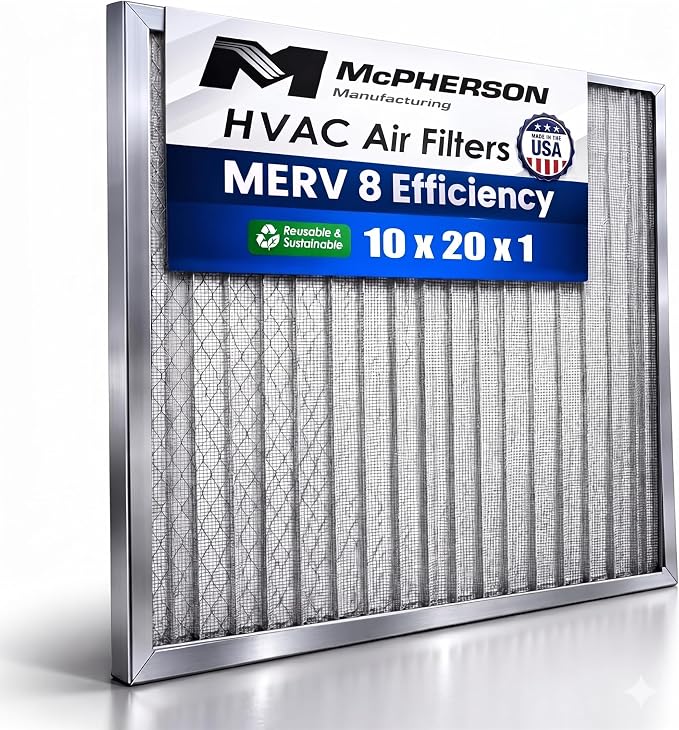 McPherson Reusable Air Filter 10x20x1 | Washable MERV 8 | Made in USA Metal by McPhersonManufacturing