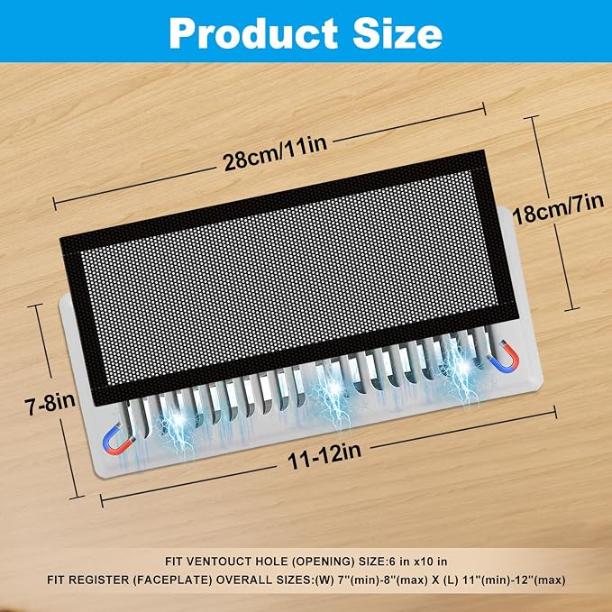 6-Pack Black Magnetic Vent Covers 7x11 Inch - Image 2