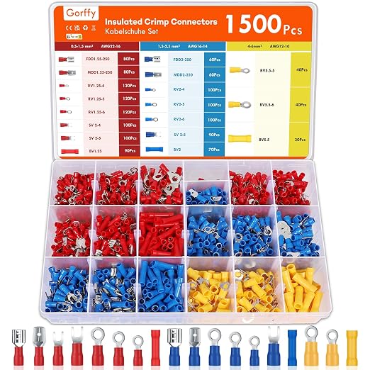 Wire Connectors Kit, Male and Female Spade Connectors, 27 Types Electrical by Gorffy