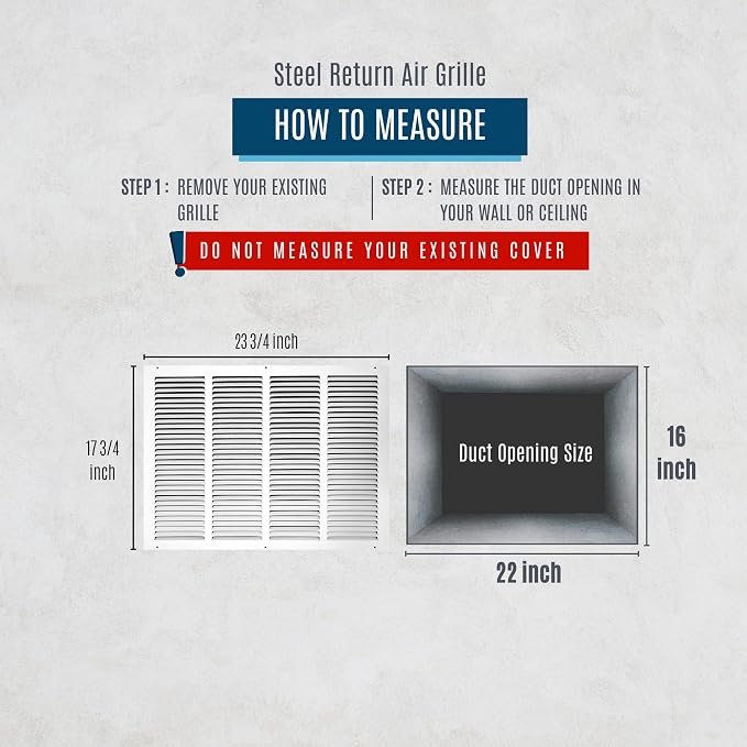 Fits 22x16 Duct Opening | Steel Return Air Grille by Handua | Vent Cover Grill - Image 3