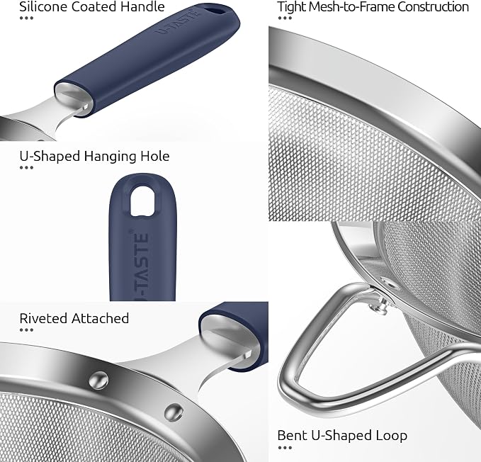U-Taste Medium Fine Mesh Strainer: 18/8 Stainless Steel 4.73in 30 Mesh Kitchen - Image 6
