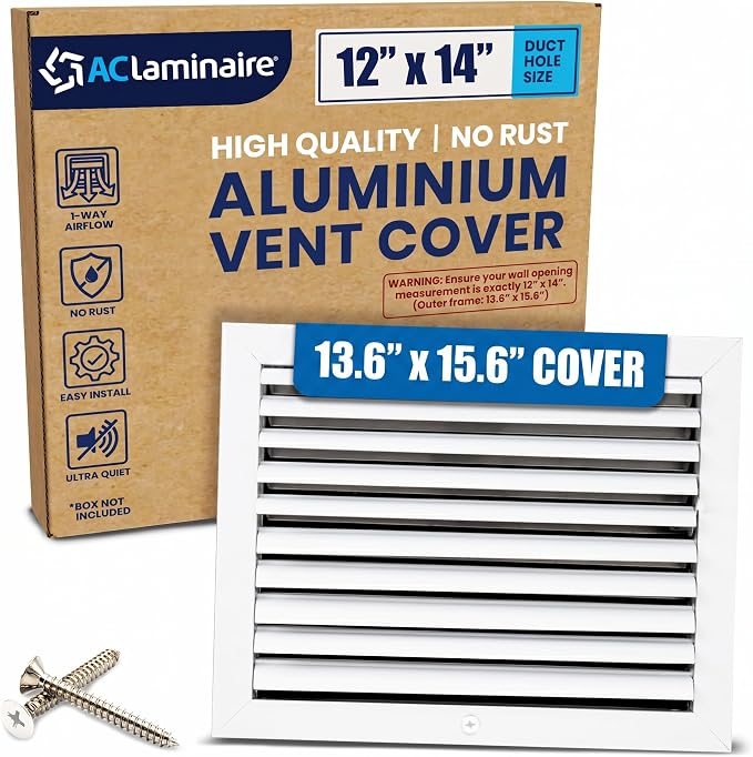 12x14 Aluminum 1-Way Air Vent Cover Wall or Ceiling Register – Multi-Shutter by ACLAMINAIRE