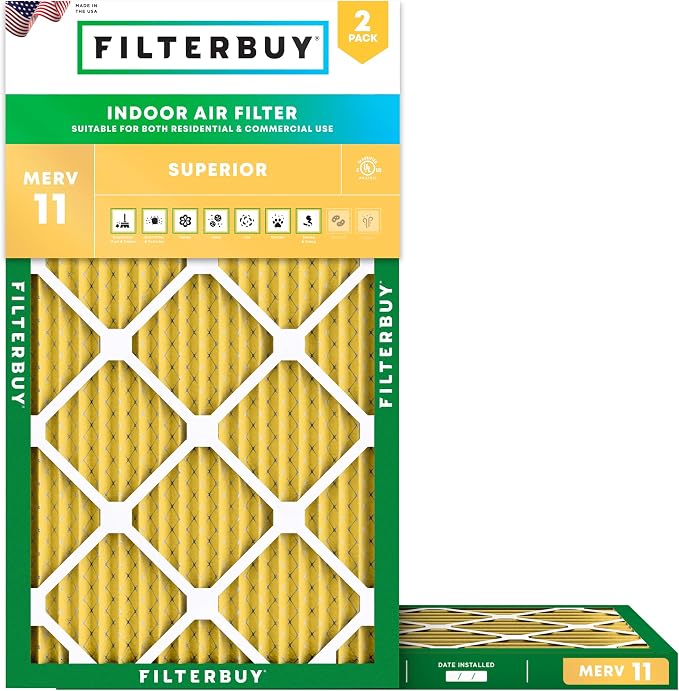 Filterbuy 10x25x1 Air Filter MERV 11 Superior Pet & Allergy Defense, by Filterbuy