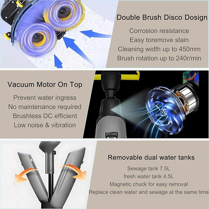 Floor Polisher Commercial, Dual-Brush Rotary Floor Scrubber, Lightweight - Image 4