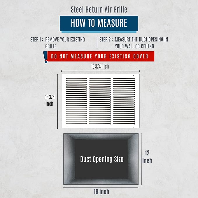 Fits 18x12 Duct Opening | Steel Return Air Grille by Handua | Vent Cover Grill - Image 3