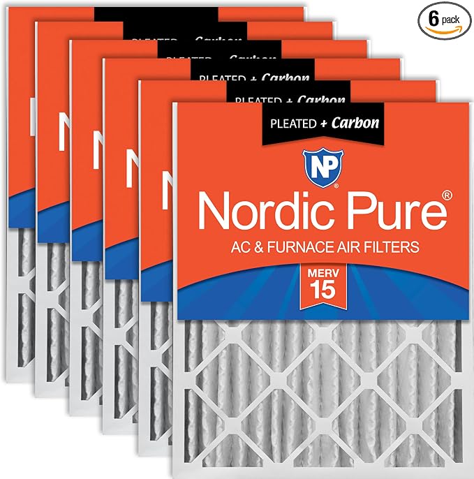 Nordic Pure 16x24x4 Pleated Air Filters MERV 15 Plus Carbon 6 Pack by NordicPure