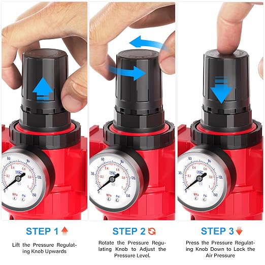 TAILONZ PNEUMATIC 1 Inch NPT Air Filter Pressure Regulator Water/Oil Trap - Image 7