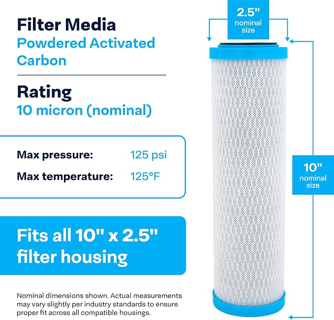 SpiroPure 10 Micron Carbon Water Filter EPM-10 155634-43 CB-25-1010 12 Pack - Image 3