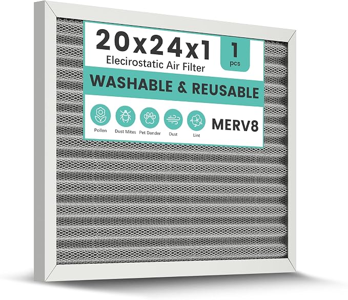 20x24x1 HVAC Furnace Air Filter, Washable Electrostatic Furnace Filter by KEYINGXUAN
