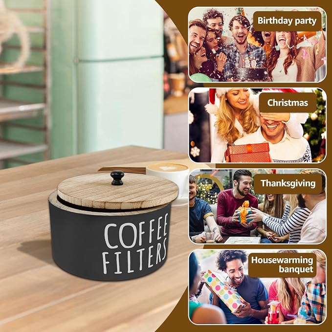 Coffee Filter Holder, Wooden Large Capacity Rustic Coffee Filter Storage Case - Image 7