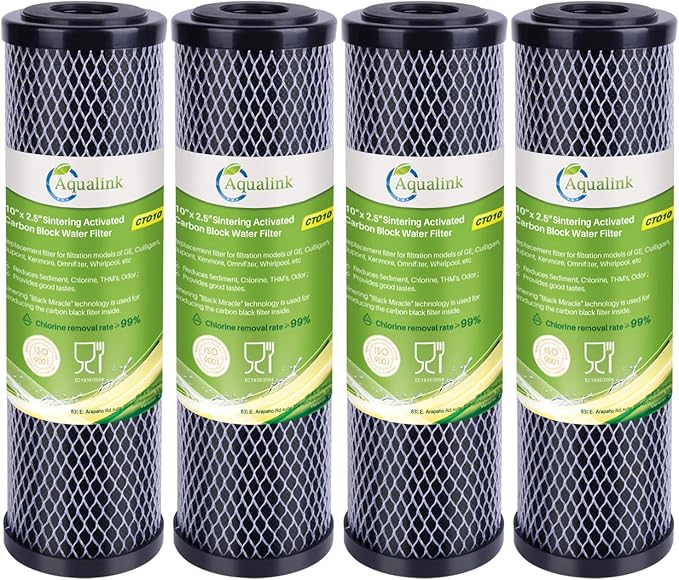 AQUALINK CTO10, 1 Micron 2.5" x 10" Whole House Carbon Water Filter Cartridge by AQUALINK