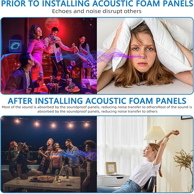 4Pack Sound Proof Foam Panels |48"×24"×2" Quick-Recovery Soundproof Wall Panels - Image 4