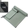 Camping Towel,2 Pack Microfiber Travel Sports Towel,Quick Dry-Super Absorbent-Ultra Compact-Ultra Soft-Lightweight.Suitable for Gym,Yoga,Trip,Beach,Shower,Backpacking,Pool(Army Green)