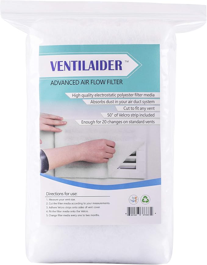 Complete Air Vent Register Filter Set Cut To Fit Any Size 16" x 60" & 50" by Ventilaider