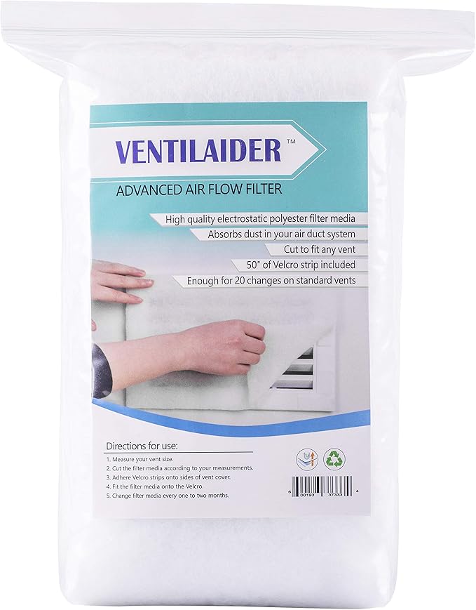 Complete Air Vent Register Filter Set Cut To Fit Any Size 16" x 60" & 50" by Ventilaider
