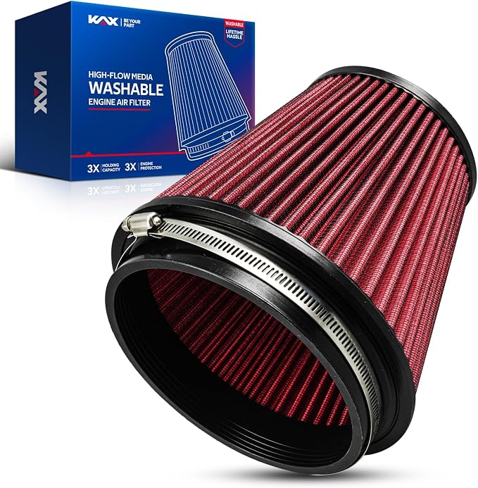 KAX Premium Washable Engine Air Filter, RU-1042 Universal Clamp-On Air Intake by KAX
