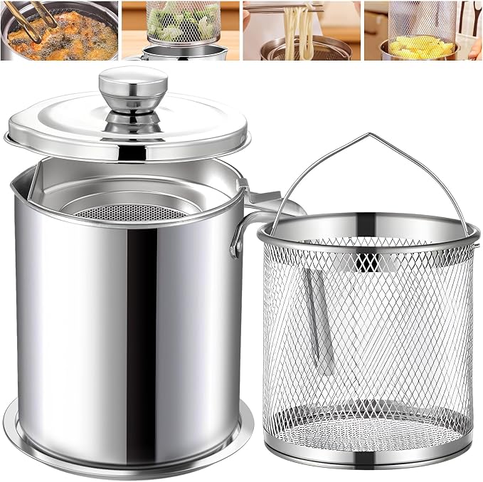 Chihee Grease Container Deep Fryer 2 in 1 Stainless Steel Bacon Grease Saver by Chihee