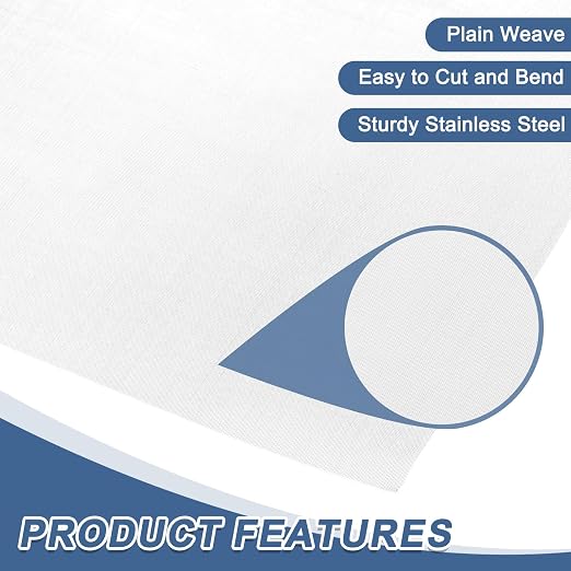 uxcell 150 Mesh 48" x 16" Woven Wire Mesh, 304 Stainless Steel Air Vent Filter - Image 3